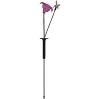 Purple Lily & Green Bird Solar Stake with Light