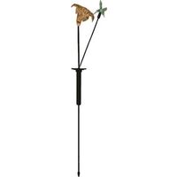 Gold Lily & Red Bird Solar Stake with Light