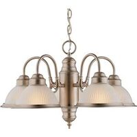 five light chandelier, brushed steel