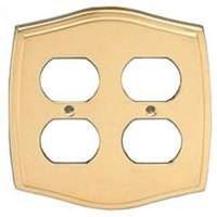 double outlet cover plate, polished brass