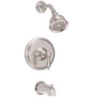single handle shower faucet with stop, nickel