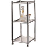 three tier glass shelving unit, chrome