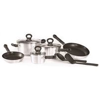 satin glass cookware set, 10 pc brushed aluminum