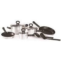 Satin Glass Cookware Set, 10 Pc Brushed Aluminum