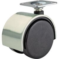 two wheel plate caster, 2in. black & brass