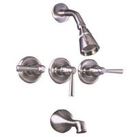 three handle tub & shower faucet satin nickel