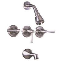 three handle tub & shower faucet satin nickel