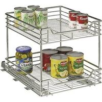 Two Tier Sliding Cabinet Organizer, 14 1/2"" Chrome