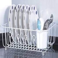 dish drainer with basket, white