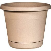 Rolled Rim Planter with Saucer, Sand