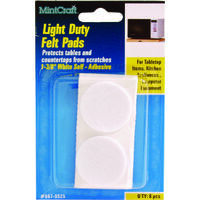 Light Duty Felt Pads White, 1 3/8in.
