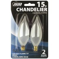 candelabra base flame tip frost bulb, 15 watt 