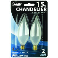 candelabra base flame tip frost bulb, 15 watt 
