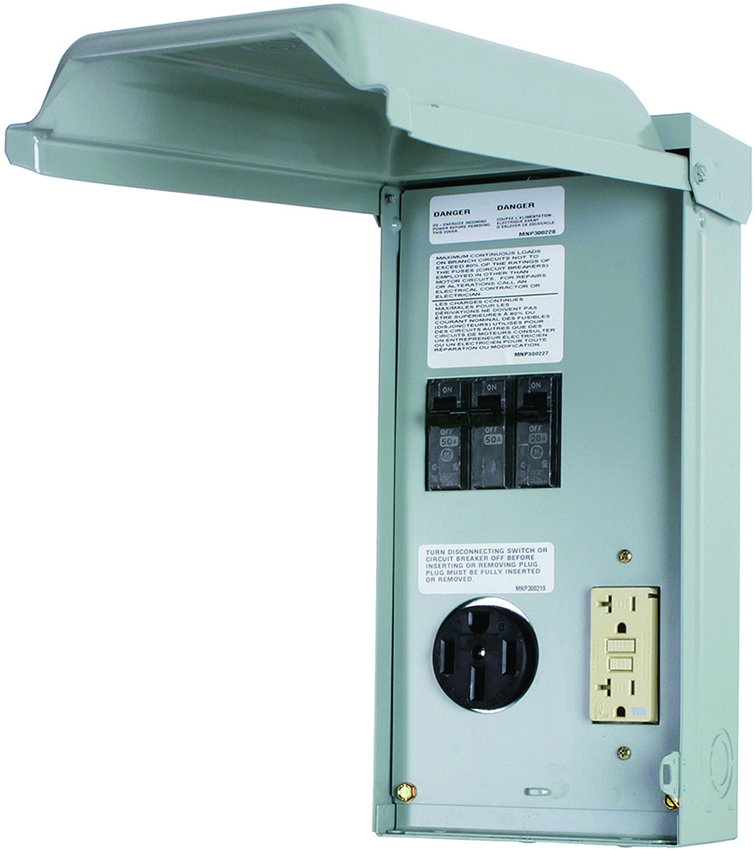 GE GE1LU502SS Rv Power Outlet Panels, Outdoor Nema 3R, 70 Amp