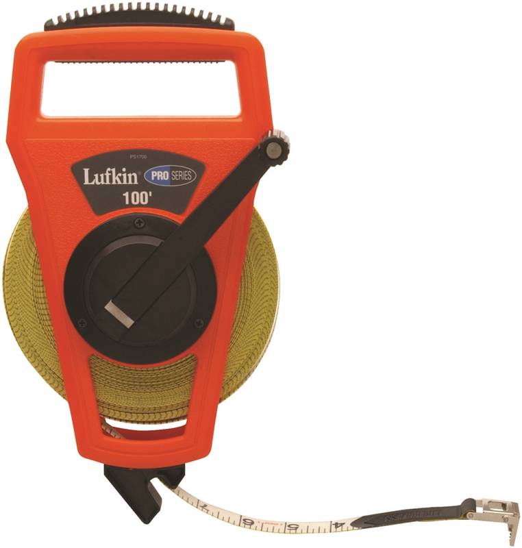 Lufkin Pro Open Reel Measuring Tape, 100 ft L X 3/4 in W, Fiberglass