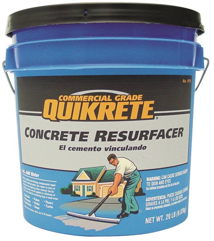 Quikrete 1131-20 Polymer Modified Concrete Resurfacer, 20 lb Pail, Gray