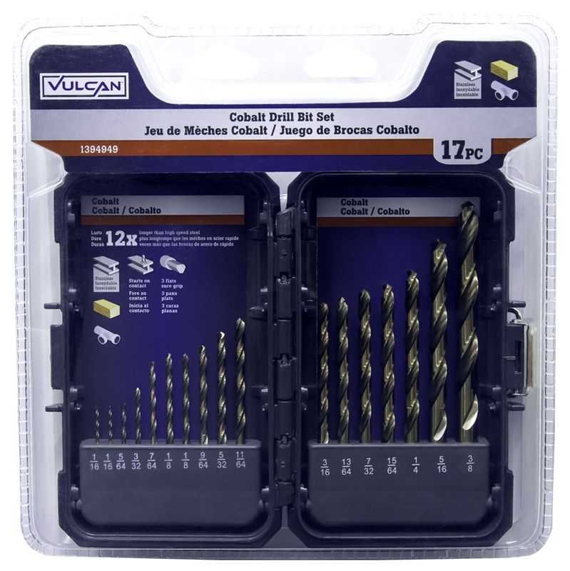 Vulcan 492470OR Drill Bit Set, 17-Piece, M35 Steel with 5% Cobalt