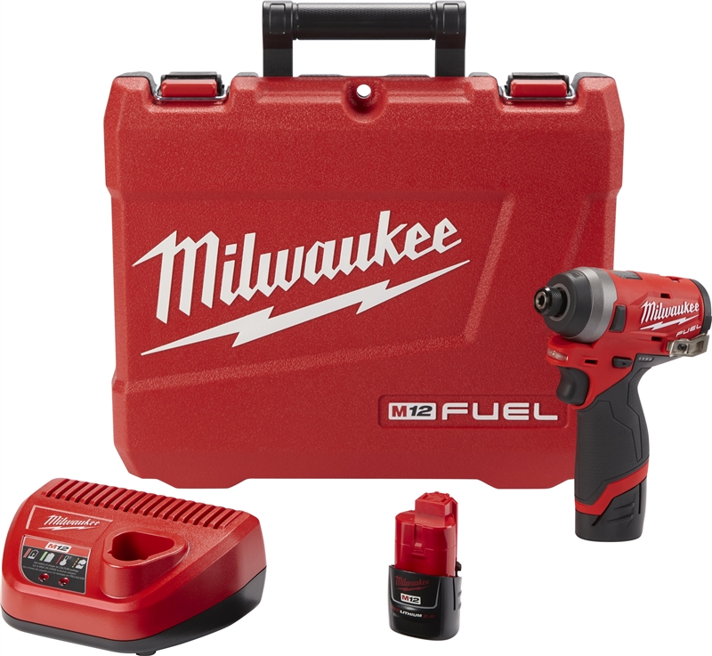 MILWAUKEE M12 FUEL 345322 IMPACT DRIVER KIT, BATTERY INCLUDED, 12 V, 2 AH, 1/4 IN CHUCK, HEX