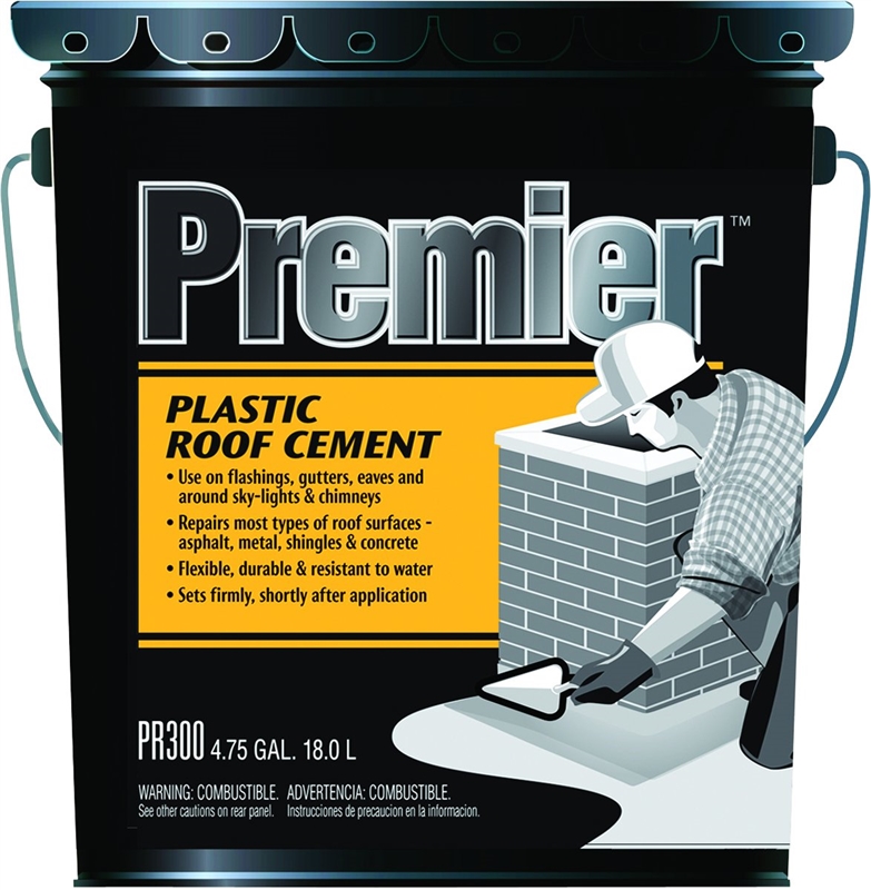 Premier PR300070 Plastic Roof Cement, 4.75 gal, Black, Liquid