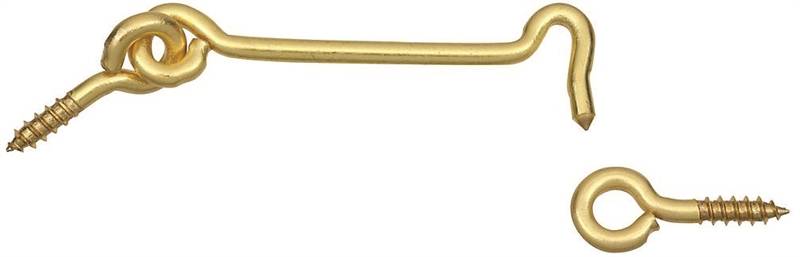 Stanley 750640 Gate Hook with Eye, 3 in L, Solid Brass