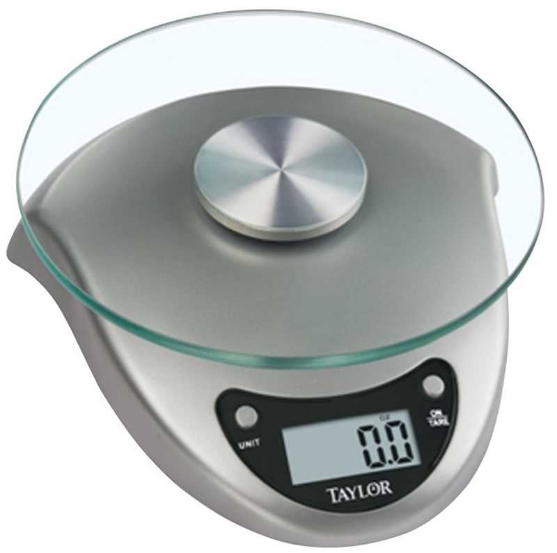 Taylor Glass Digital Kitchen Scale, Silver