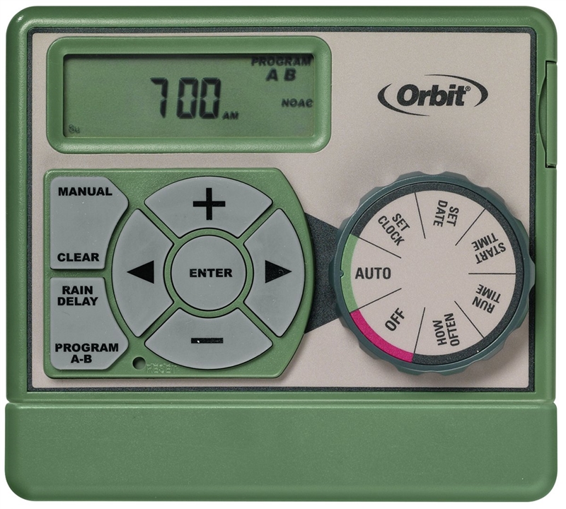 Orbit 57594 4-Station Easy Dial Indoor Sprinkler Timer, LCD Display