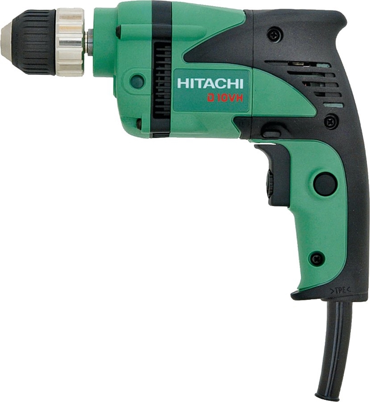 Hitachi D10VH Lightweight Corded Drill, 120 V, 6 A, 3/8 in Keyless Chuck, 0  - 2500 rpm