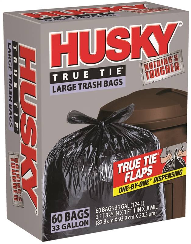 Husky HK33WC060B Large Trash Bag, 33 gal, 3 ft 4 in L x 2 ft Husky HK33WC060B Large Trash Bag, 33 gal, 3 ft 4 in L x 2 ft