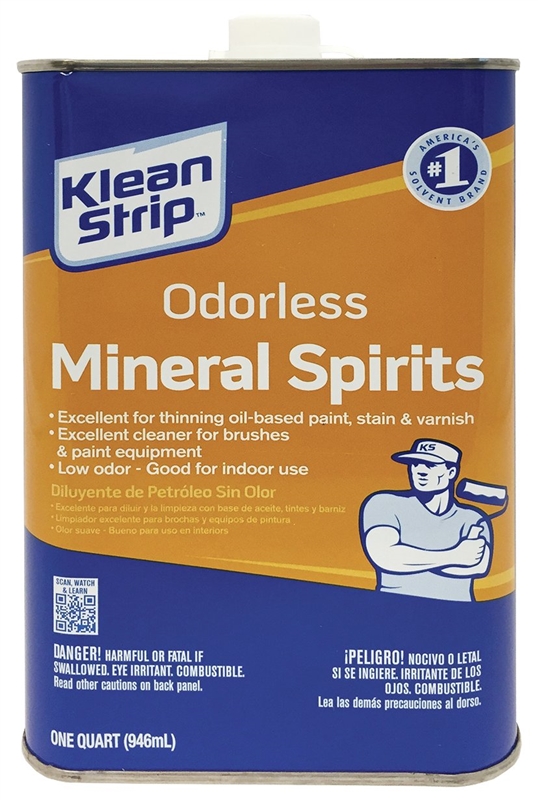 Klean Strip QKSP94005 Mineral Spirit Thinner, Liquid, Solvent, Light  Yellow, 1 qt, Can
