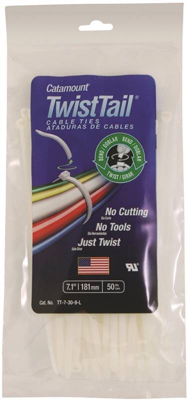 NEW CATAMOUNT TWIST TAIL CABLE TIES  TT-7-30-9-L  7.1 LONG PACKAGE OF 50 
