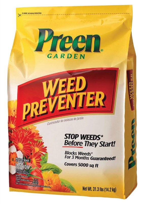 Preen 24-63802 Garden Weed Preventer, 31.3 lb, Bag, 5000 sq-ft, Solid