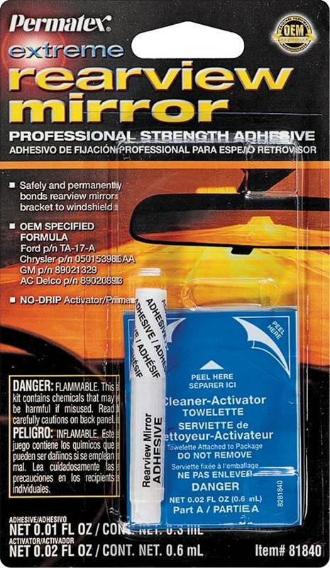 81840 Extreme Rearview Mirror Profressional Strength Adhesive Kit, 2 Part (towlette and Pipette) Professional Strength Rearview Mirror Adhesive and..