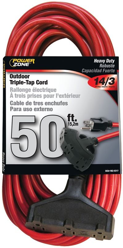 Cord Ext 3outlet 12/3x2ft Yel