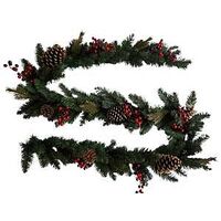 GARLAND PINECONE-RED BERRY 9FT