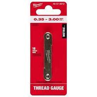 Milwaukee 49-57-5012 Metric Thread Pitch Gauge, 16-Leaf, 0.35 to 3 mm TPI/Pitch, Metal