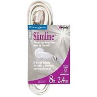 CORD EXT 16AWG 3C 8FT WHT
