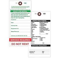 Centurion TAG150PT1 Rental Item Tag, READY-TO-RENT/SERVICE REQUIRED, 3-1/8 in W x 6-1/4 in H Dimensions