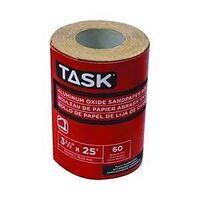 TASK T32305 Sandpaper Roll, 3-2/3 in W, 25 ft L, 60 Grit, Medium, Aluminum Oxide Abrasive