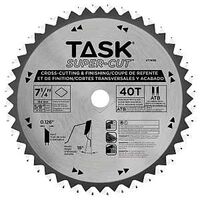 TASK Supercut XT740B Finishing Saw Blade, 7-1/4 in Dia, 5/8 in Arbor, 40-Teeth, Tungsten Carbide Cutting Edge