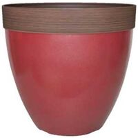 PLANTER PLASTIC GLSSY RED 15IN