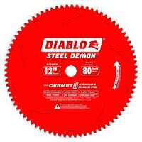 Diablo Steel Demon D1280CF Circular Saw Blade, 12 in Dia, 1 in Arbor, 80-Teeth, Cermet Cutting Edge