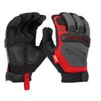 Milwaukee 48-22-8733 Multi-Purpose Work Gloves, Unisex, XL, 7.77 to 7.97 in L, Hook-and-Loop Cuff, Leather, Black/Red