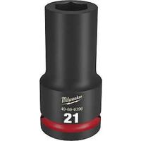 Milwaukee SHOCKWAVE Impact Duty 49-66-6396 Impact Socket, 21 mm Socket, 3/4 in Drive, Hex, Square Drive, 6 -Point, 1/PK