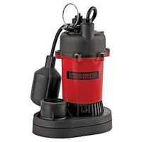 Red Lion 14942740 Sump Pump, 1-Phase, 4.4 A, 115 V, 1/3 hp, 1-1/2 in Outlet, 25 ft Max Head, 3200 gph, Thermoplastic