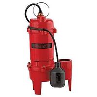 Red Lion 14942748 Sewage Pump, 1-Phase, 9 A, 115 V, 1/2 hp, 2 in Outlet, 22 ft Max Head, 5600 gph, Cast Iron