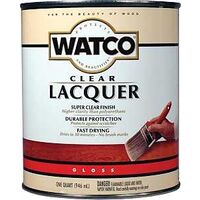 WATCO 63041 Lacquer Clear Wood Finish, Gloss, Liquid, Clear, 1 qt, Can