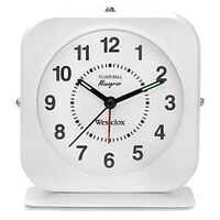 BELL ALARM CLOCK SQ METAL WHT 