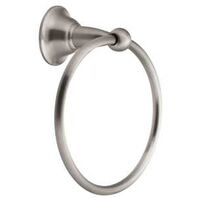 Moen Sage Series DN6886BN Towel Ring, 6 in Dia Ring, 22 lb, Brass/Zinc, Brushed Nickel, Screw Mounting