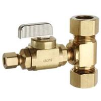 Dahl E33-2211 Tee Valve Kit, 5/8 x 5/8 x 1/4 in Connection, Compression, Manual Actuator, Brass Body