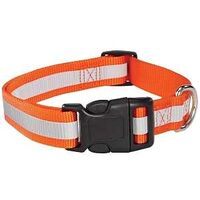 Guardian Gear ZA984 14 69 Reflective Dog Collar, Buckle Link, 14 to 20 in L, 5/8 in W, Nylon, Orange